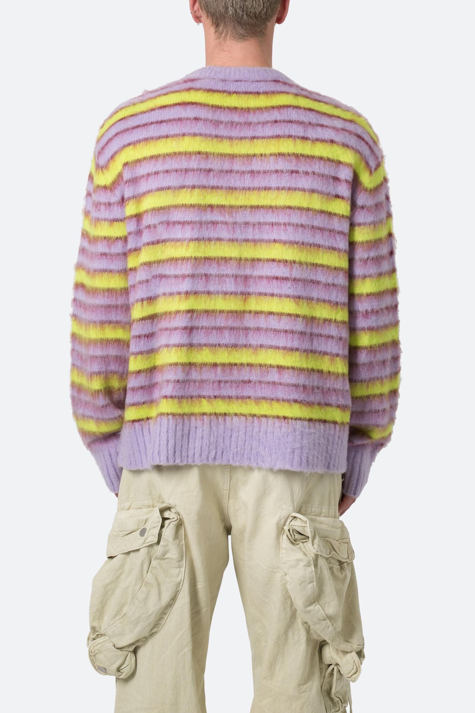 Striped Mohair Sweater - Green/Purple Product Image