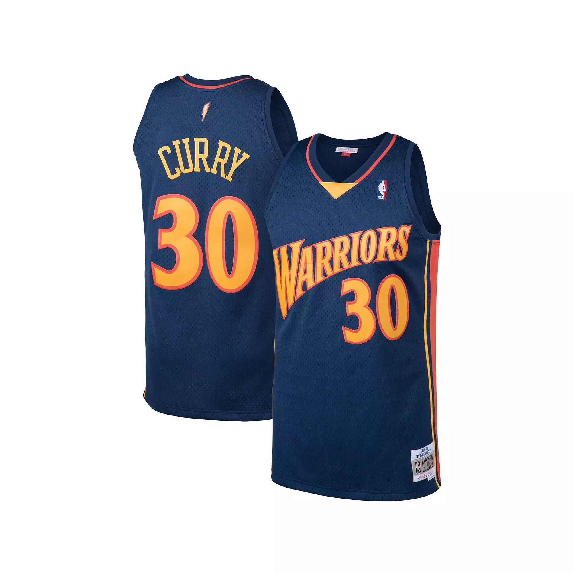 Men's Mitchell & Ness Stephen Curry Navy Golden State Warriors Big & Tall Hardwood Classics Jersey,  Product Image