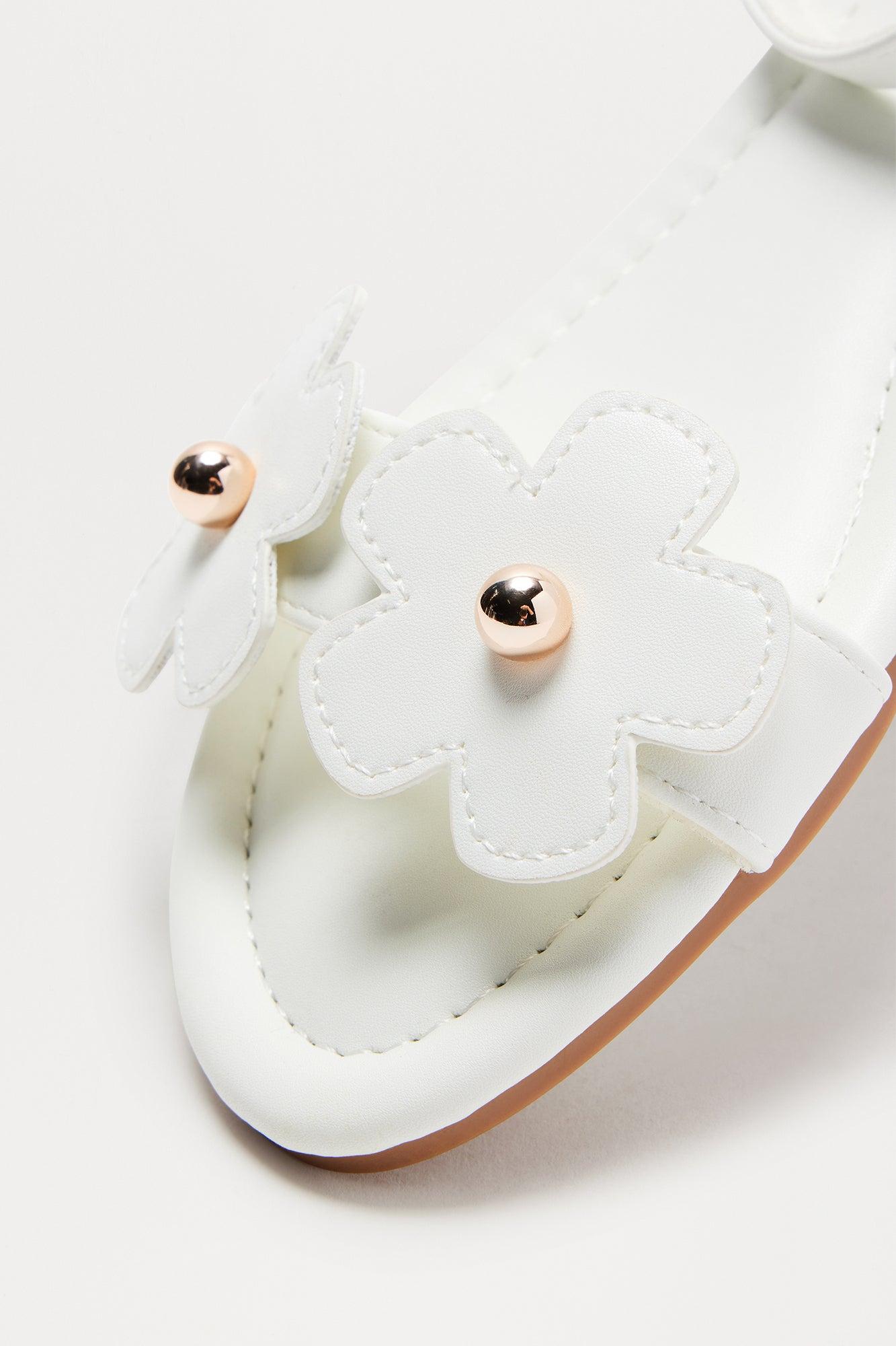 Raleigh Flower Sandals - White Product Image