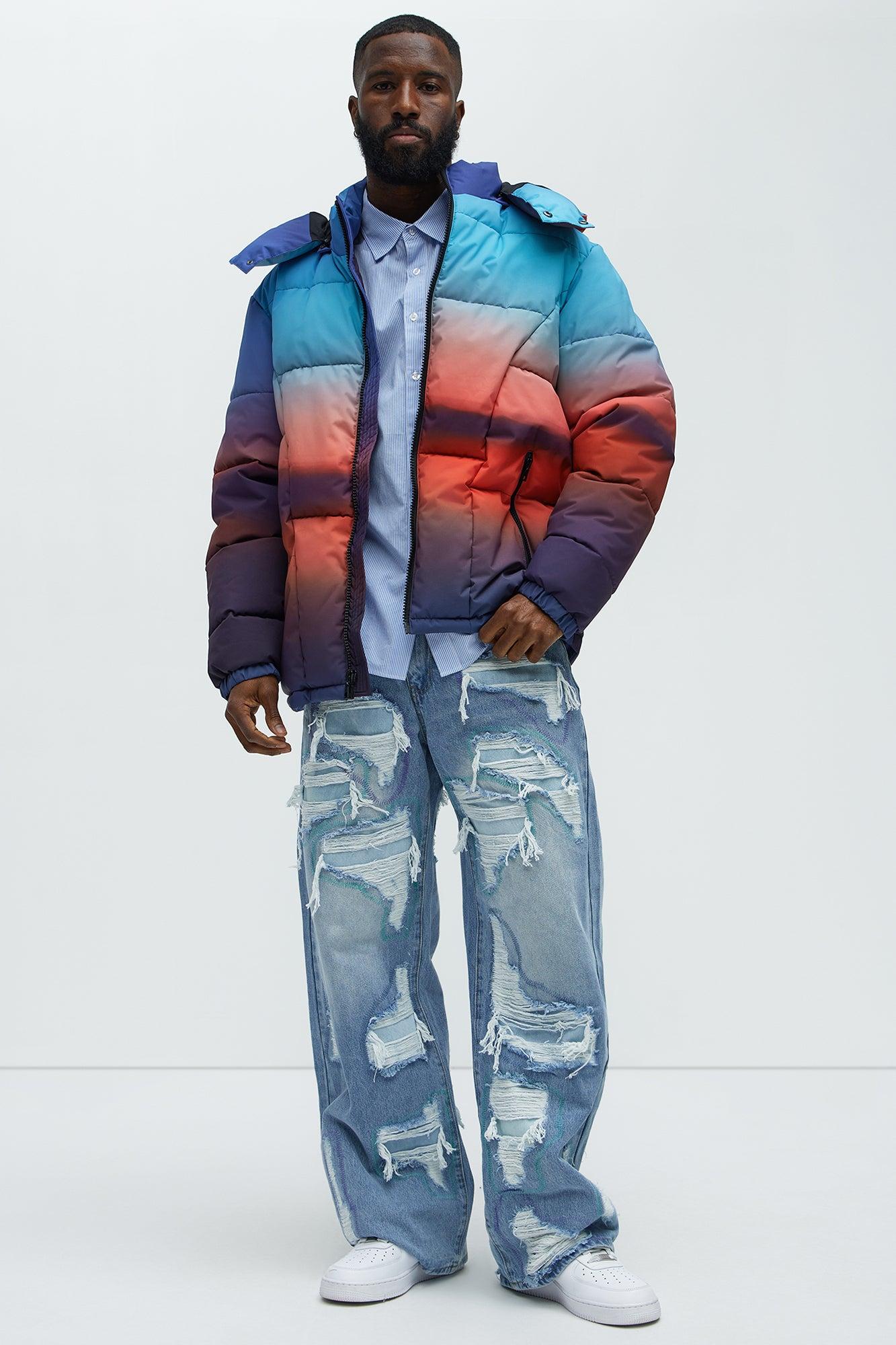 Sunrise Hooded Puffer Jacket - Blue/combo Male Product Image