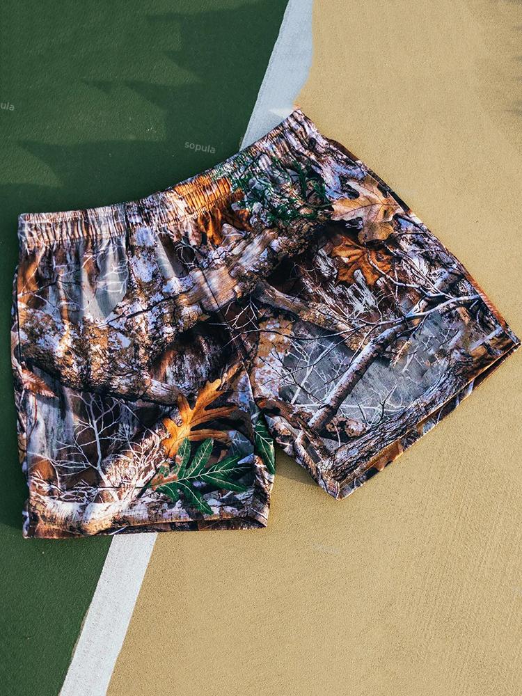 Sopula Jungle Print Drawstring Mesh Shorts Product Image