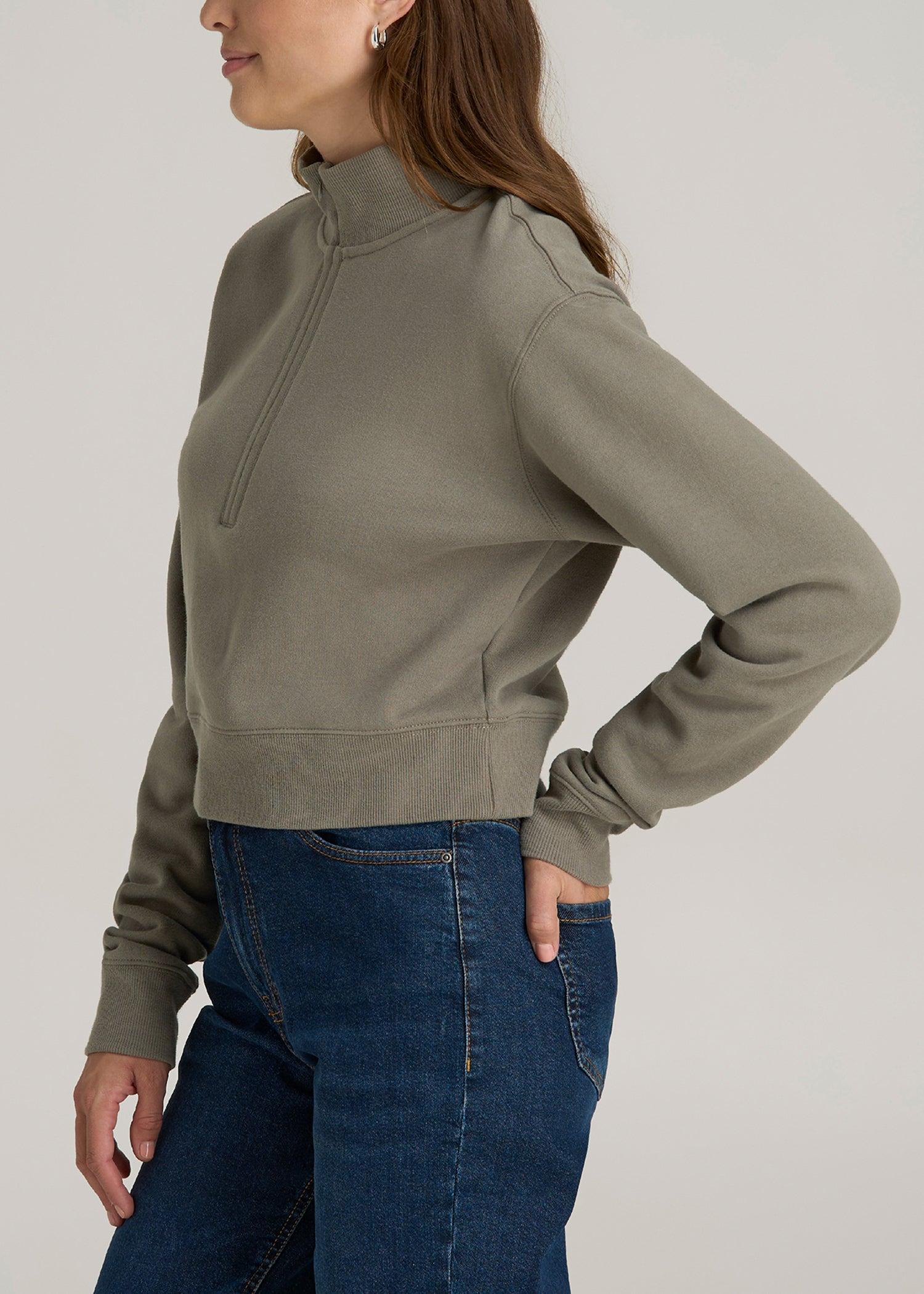 Wearever 2.0 Fleece Half-Zip Cropped Sweatshirt for Tall Women in Camper Green Female Product Image
