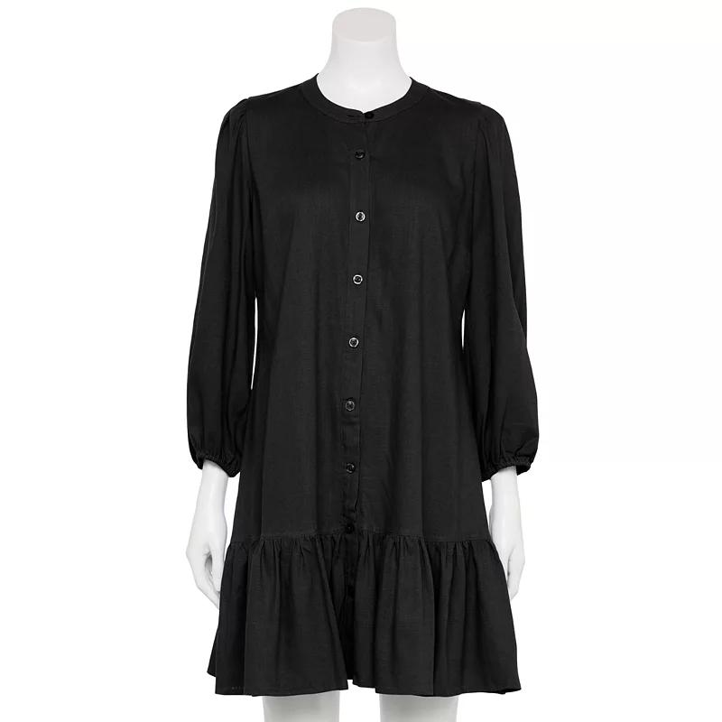 Women's Nine West Adaptive Blouson Sleeve Flutter Hem Mini Dress,  Product Image