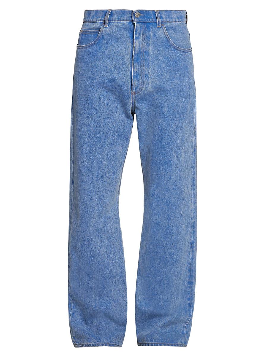 Mens Stonewashed Wide-Leg Jeans Product Image