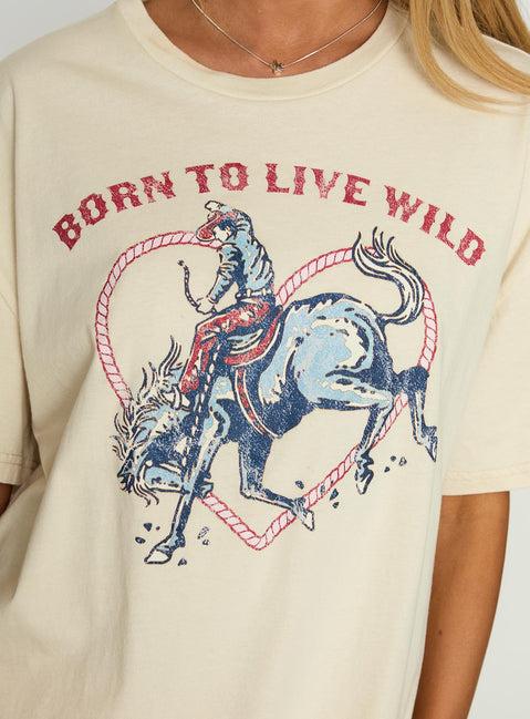 Born To Live Wild Graphic Top White Product Image