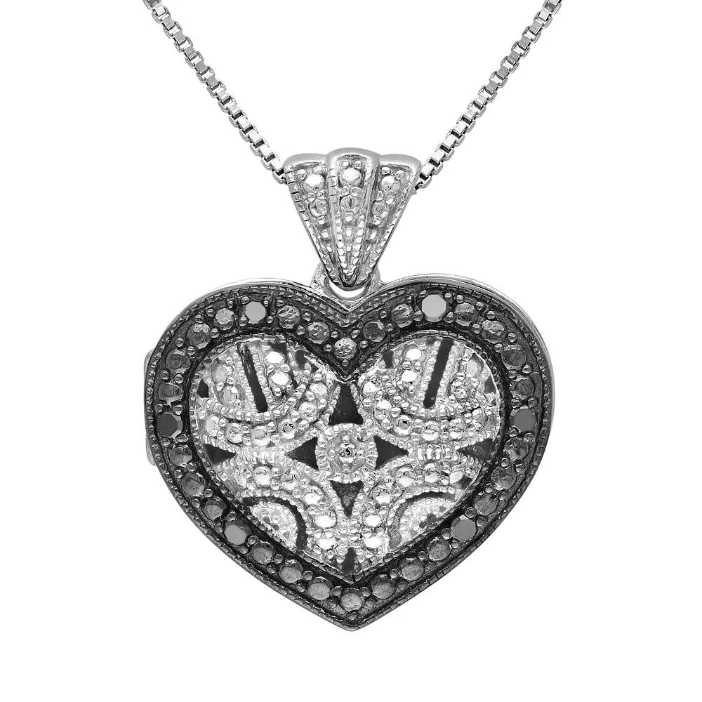 Stella Grace Black Diamond Accent Sterling Silver Heart Pendant Necklace, Women's, Size: 18" Product Image