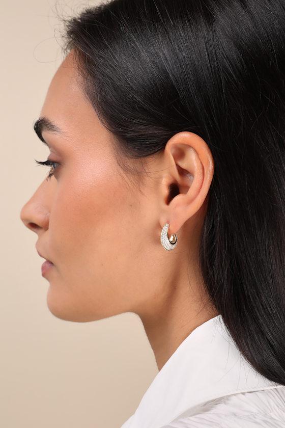 Eternal Shine 14KT Gold Rhinestone Hoop Earrings Product Image