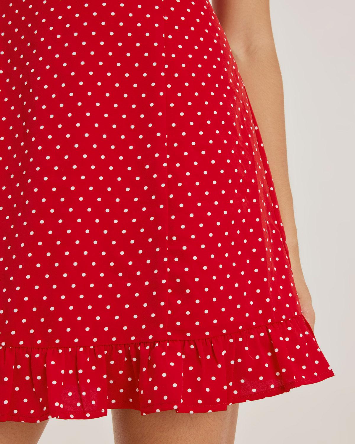 Red Sweetheart Neck Ruffle Slip Mini Dress Product Image