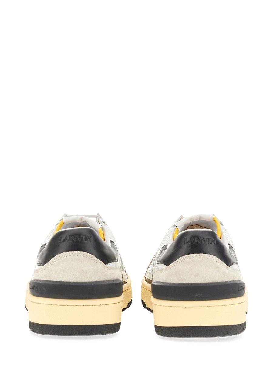 LANVIN Black And White Leather Clay Low Mesh Sneakers Product Image