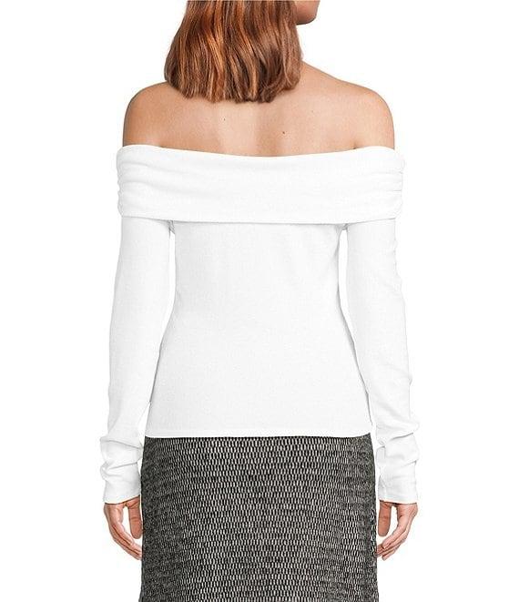 Every Knit Ruched Off Shoulder Long Sleeve Sweater Top Product Image