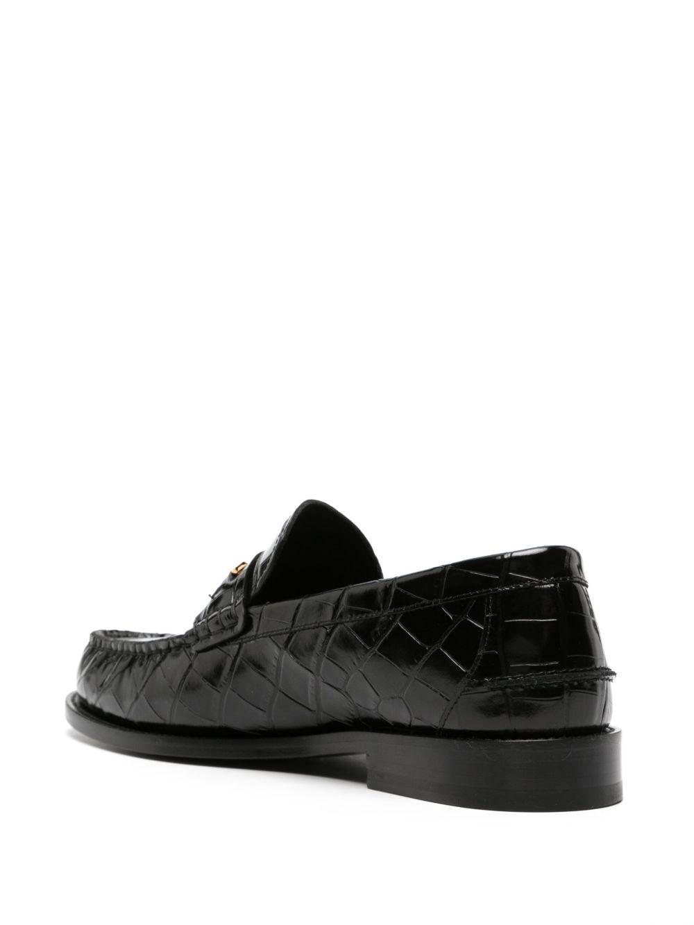 Medusa crocodile-embossed leather loafers Product Image