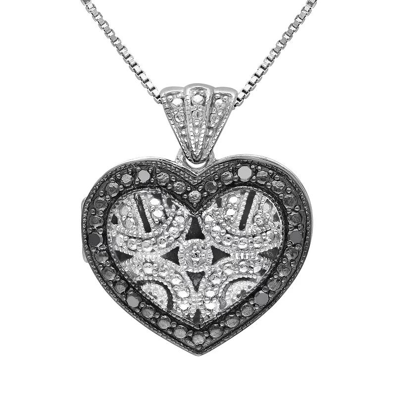 Stella Grace Black Diamond Accent Sterling Silver Heart Pendant Necklace, Women's, Size: 18" Product Image