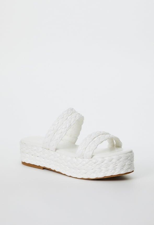 JustFab Margaux Platform Loafer Pump Womens Black/ White Size 8.5 Product Image