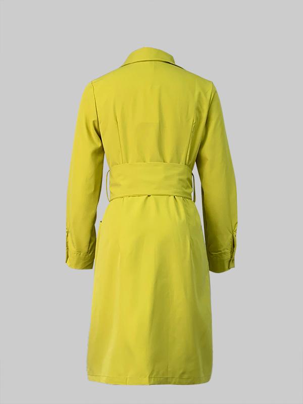 Long Sleeves Solid Color Tied Waist Deep V-Neck Mini Dresses Product Image