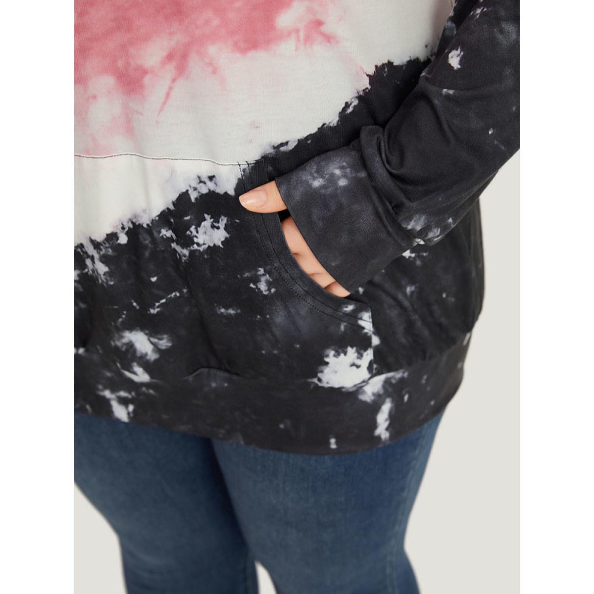 Plus Size Tie Dye Hooded Pocket Sweatshirt Women Multicolor Casual Tie Dye Hooded Dailywear Sweatshirts BloomChic 22-24/3X Product Image