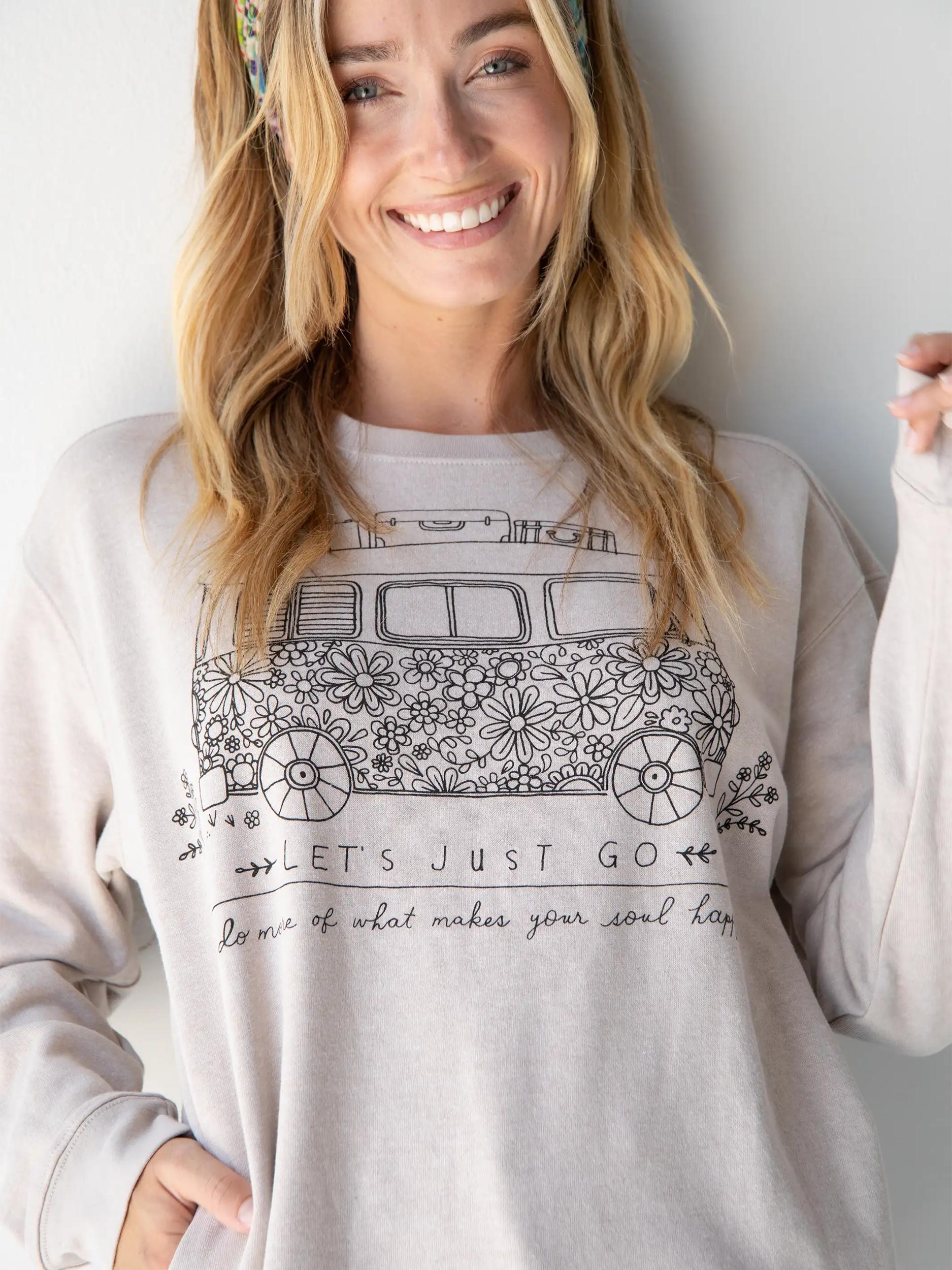 Comfy Pocket Sweatshirt - Let's Just Go Van Product Image