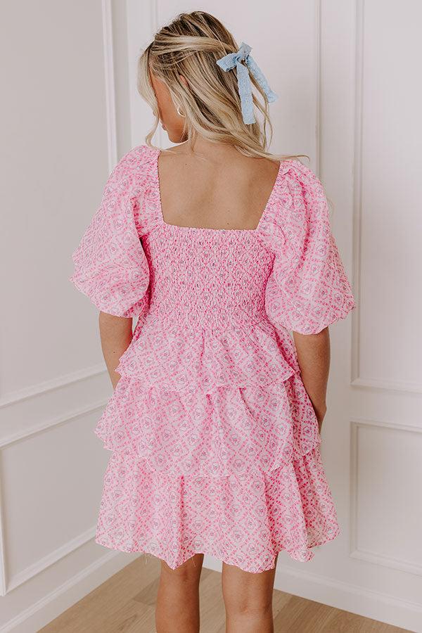 Affectionate Allure Tiered Mini Dress in Pink Product Image