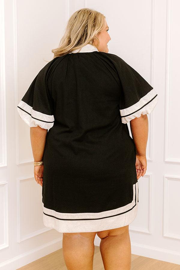 Boardwalk Babe Linen-Blend Mini Dress in Black Curves Product Image