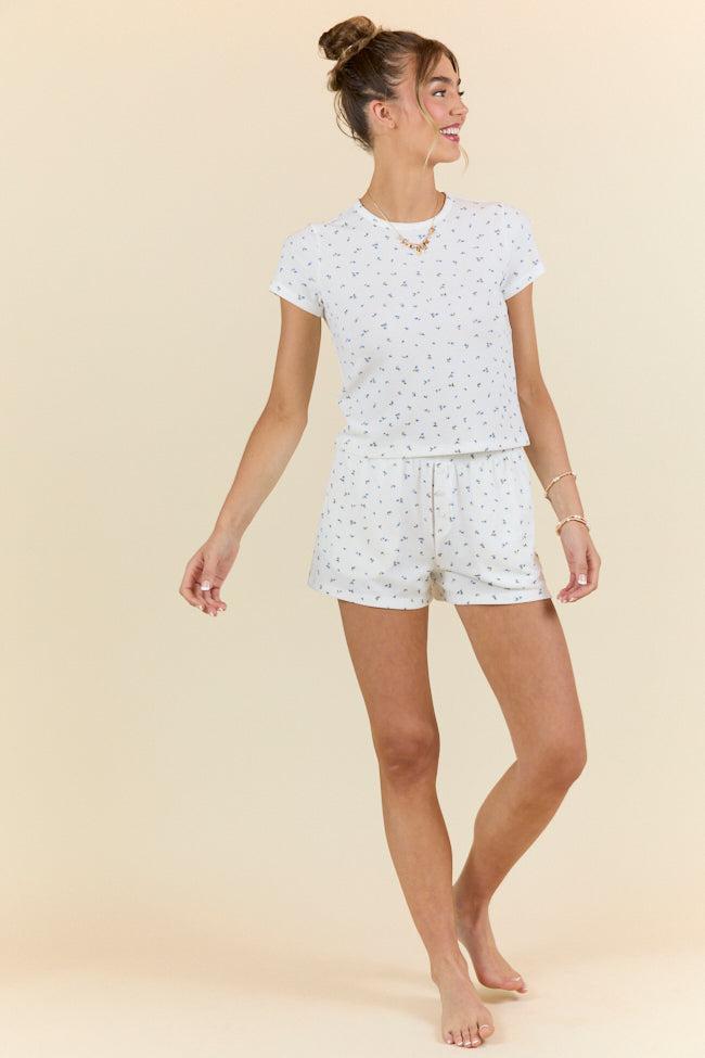 What A Dream Blue Ditsy Floral Short Sleeve Pajama Top DOORBUSTER Product Image