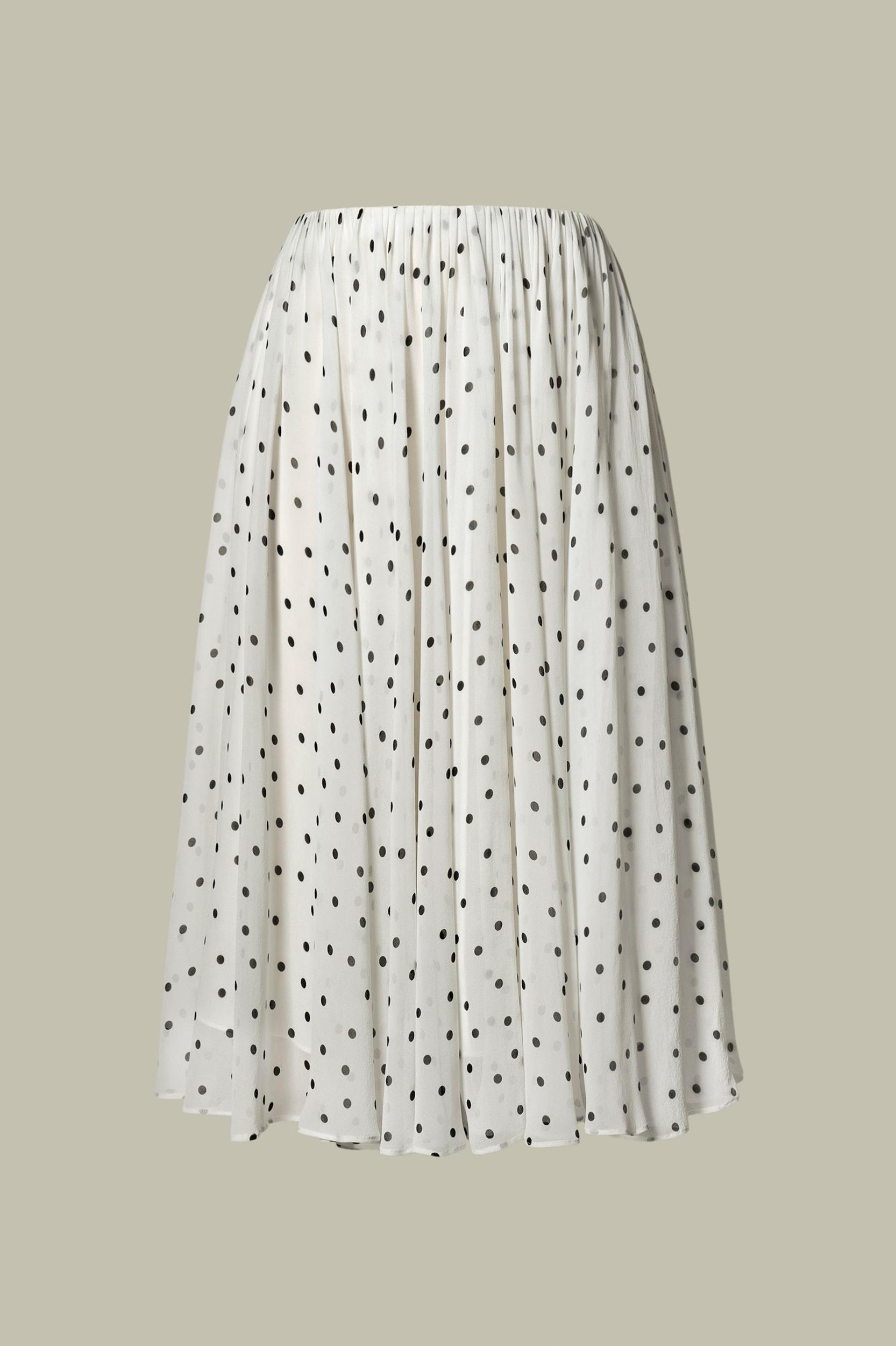 Polka-Dot Silk Midi Skirt Product Image
