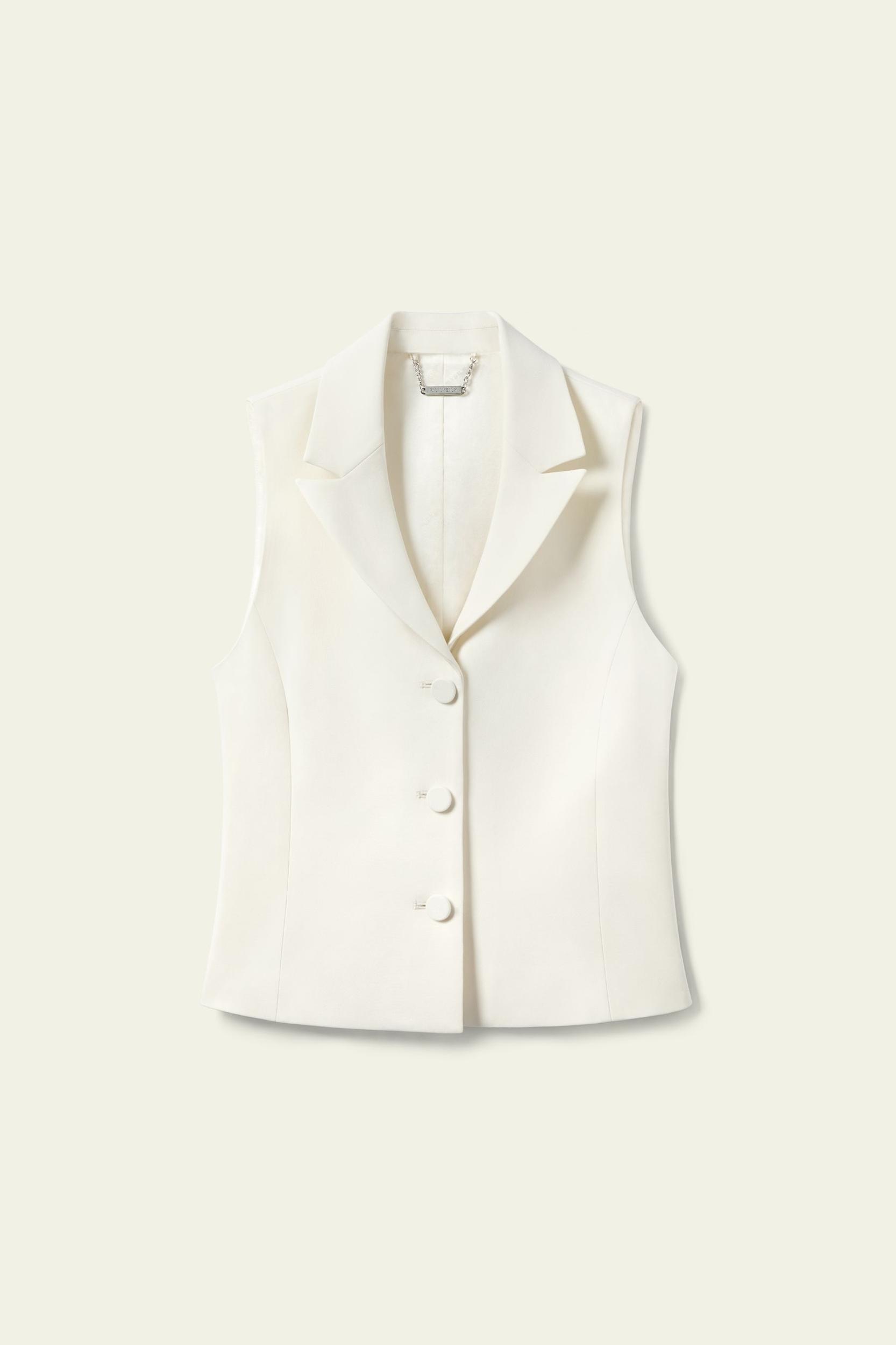 LILYSILK Womens Sleeveless Blazer Vest - Lily White Mulberry Silk - Feminine Slim Fit Tops 16 Product Image