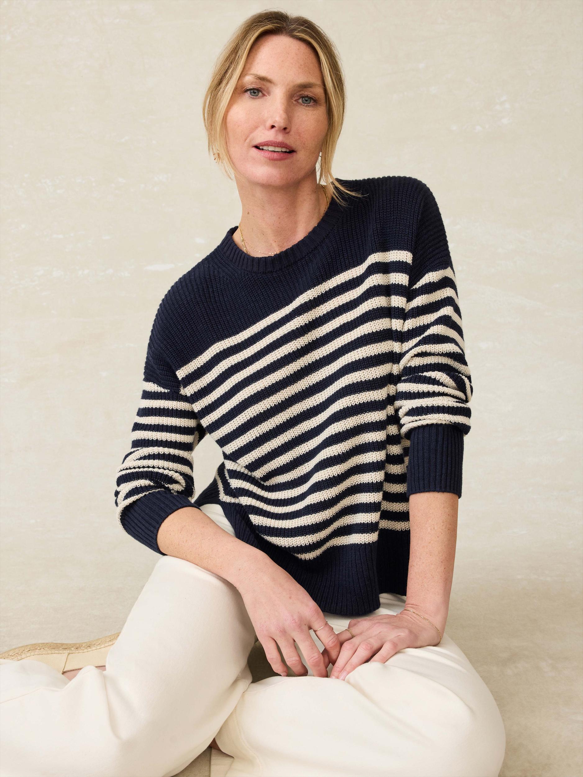 Miramar Linen Crewneck - Lighthouse Point Female Product Image
