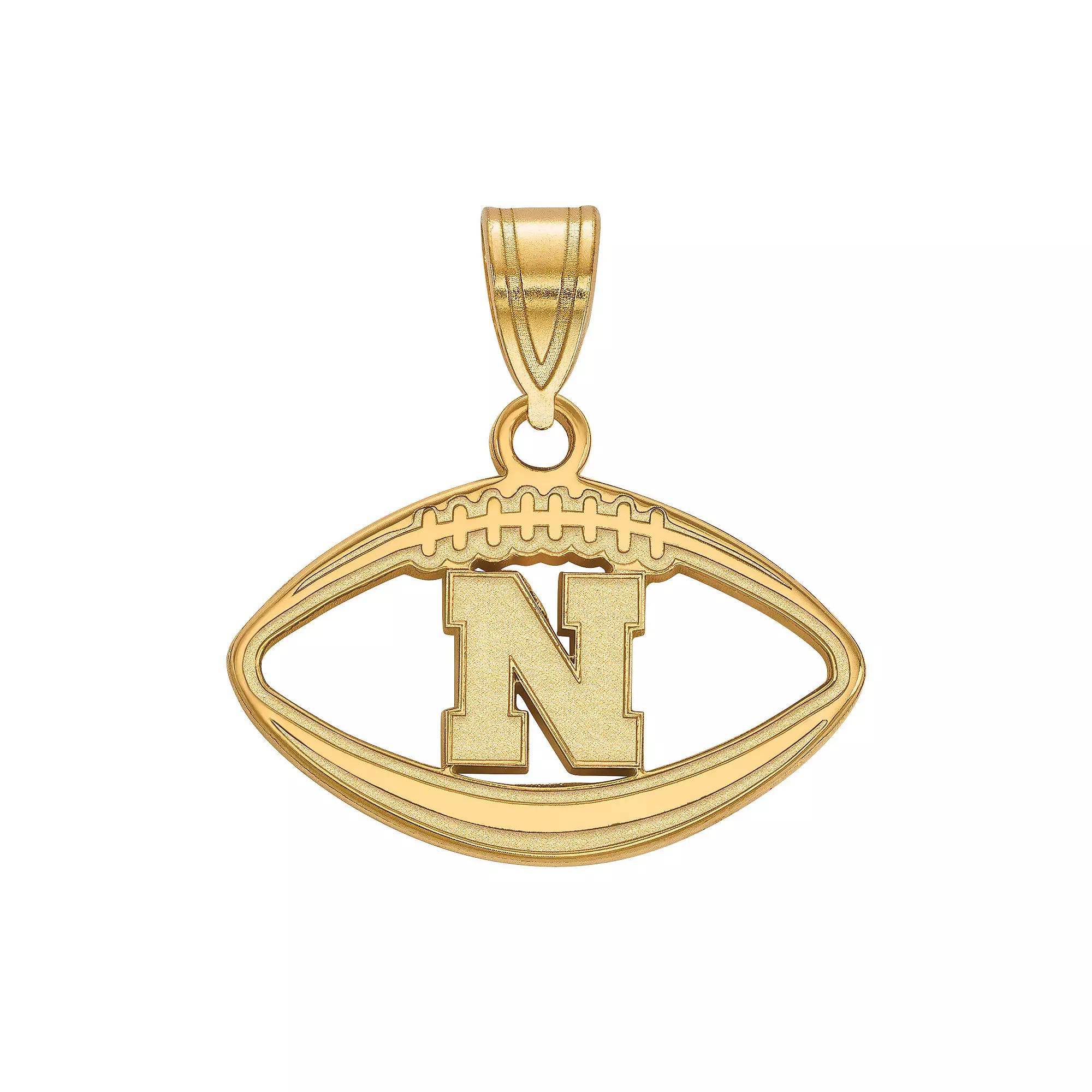 LogoArt Nebraska Cornhuskers Sterling Silver Football Pendant, Women's, Size: 20MM Product Image