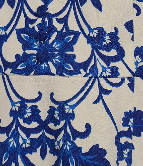 Anne Klein Chiffon Floral Print Square Neck Cap Sleeve Sheath Midi Dress Product Image