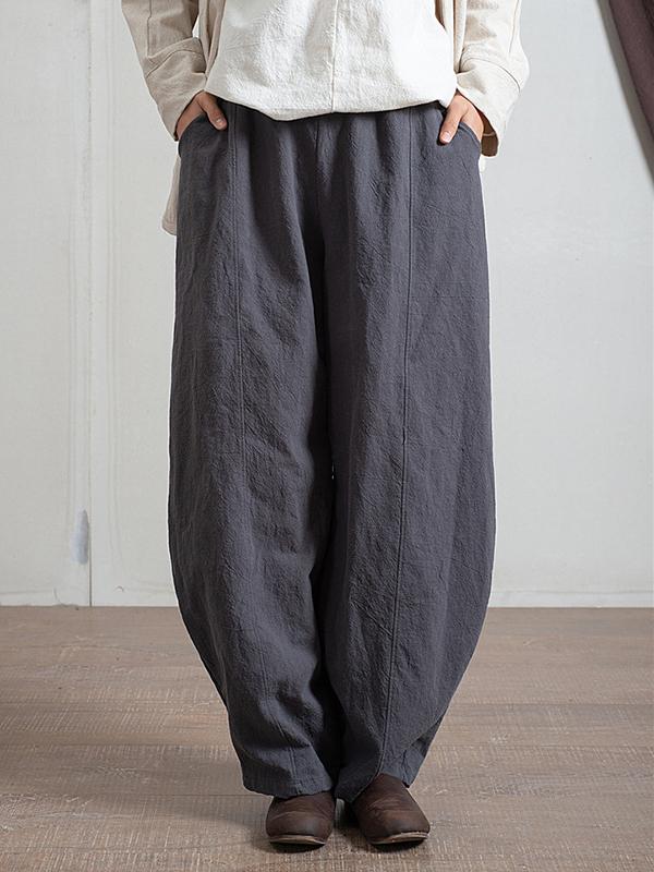 Simple High Waisted Solid Color Wide Leg Pants Product Image