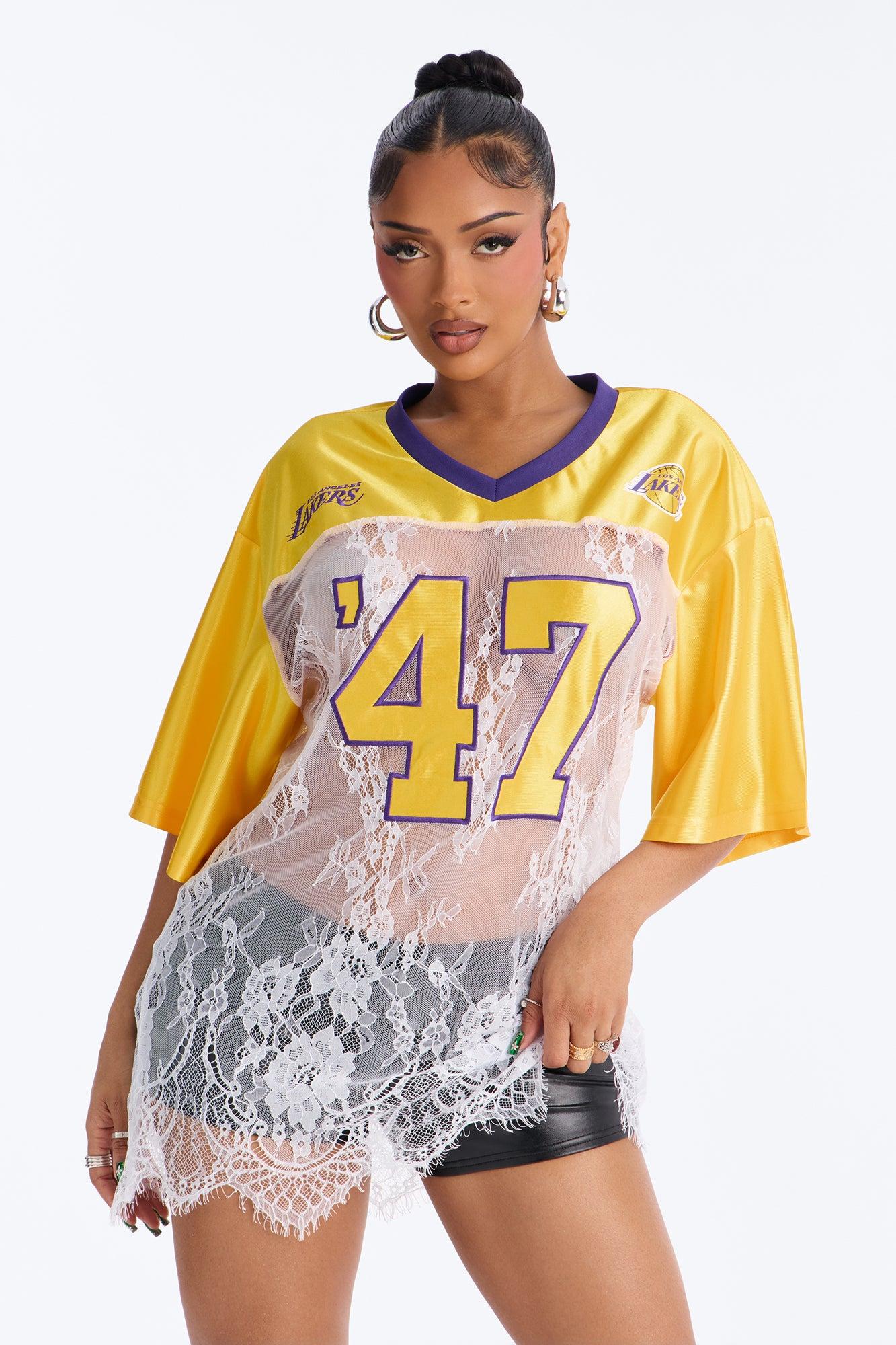 NBA LA Lakers Lace Top - White Female Product Image