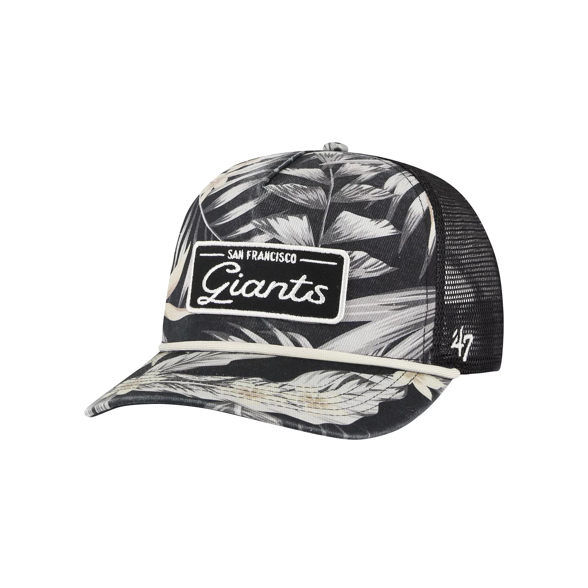Men's '47 Black San Francisco Giants Tropicalia Trucker Hitch Adjustable Hat Product Image