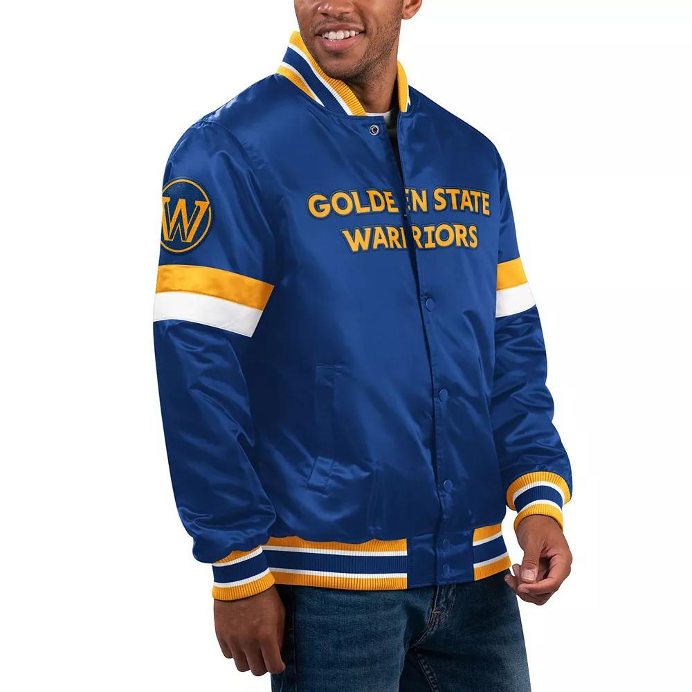 Men's Starter Royal Golden State Warriors Home Game Satin Full-Snap Varsity Jacket,  Product Image