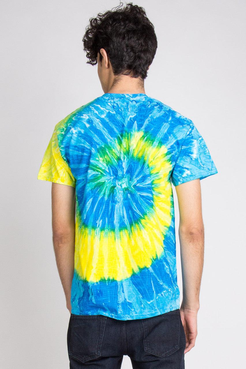 Yellow & Blue Swirl Tie Dye Shirt Product Image
