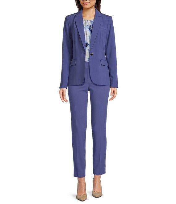 Calvin Klein Printed Matte Jersey Pleated Crew Neck Sleeveless Blouse Product Image