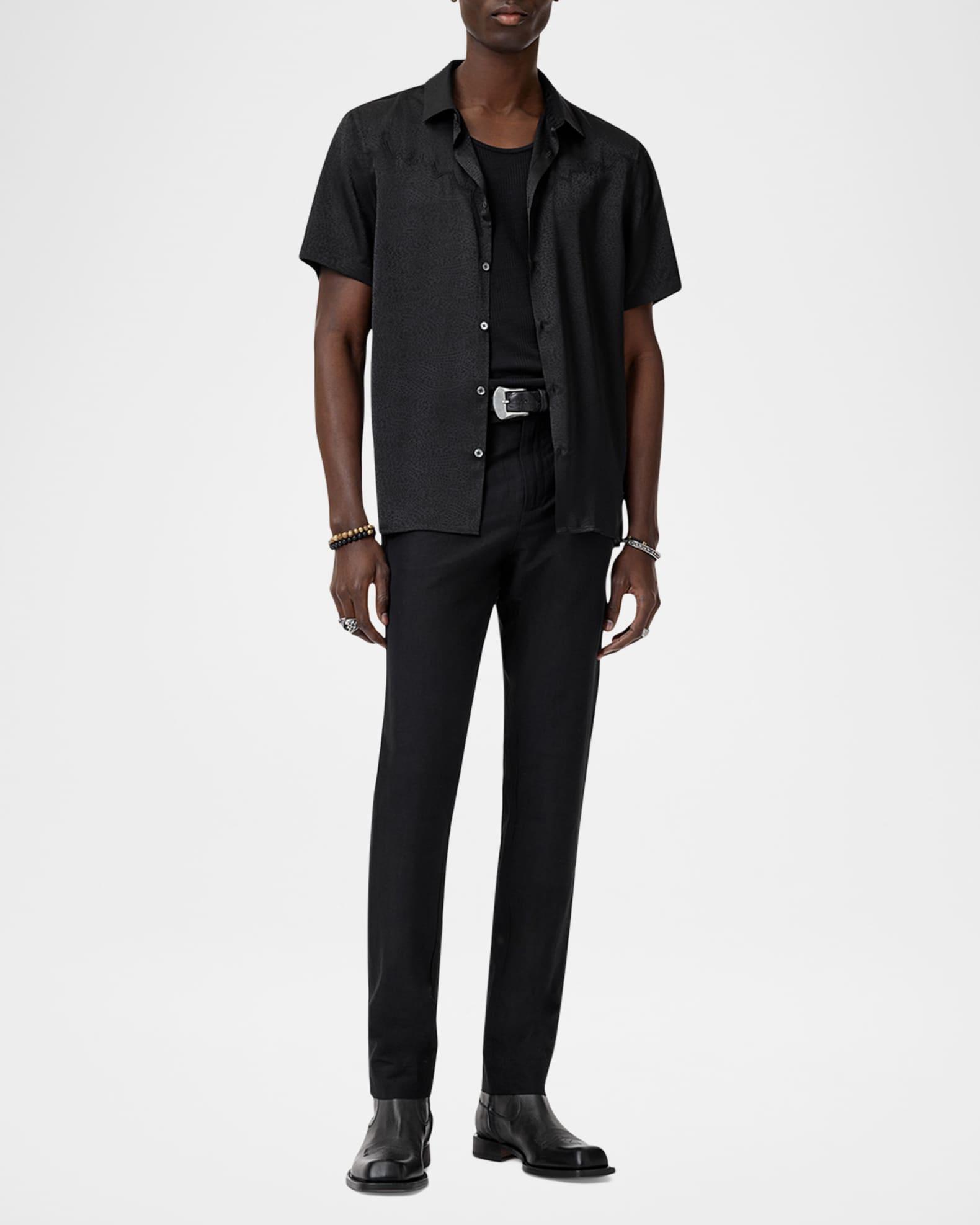 Men's Embroidered Jacquard Short-Sleeve Shirt Product Image