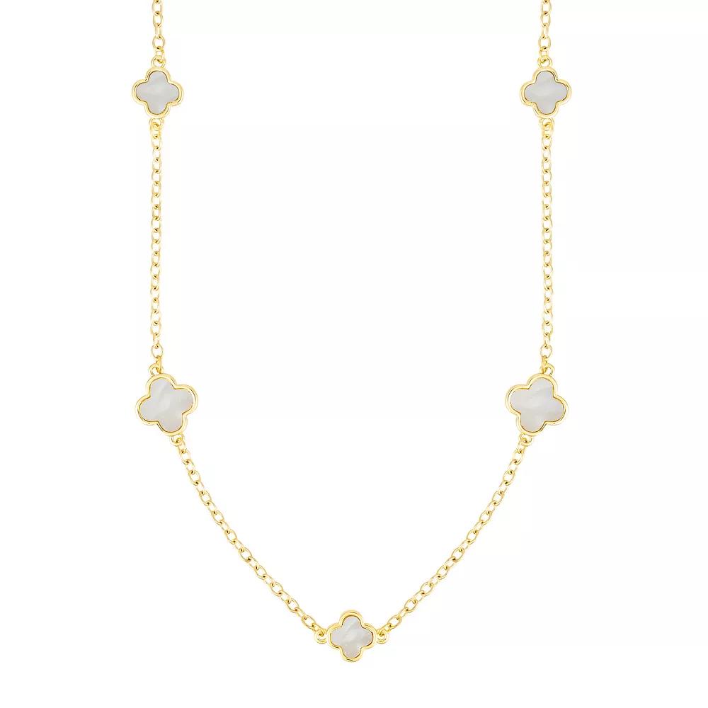 Adornia Mother-Of-Pearl Flower Station Necklace, Women's, Size: 36", Gold Tone Product Image