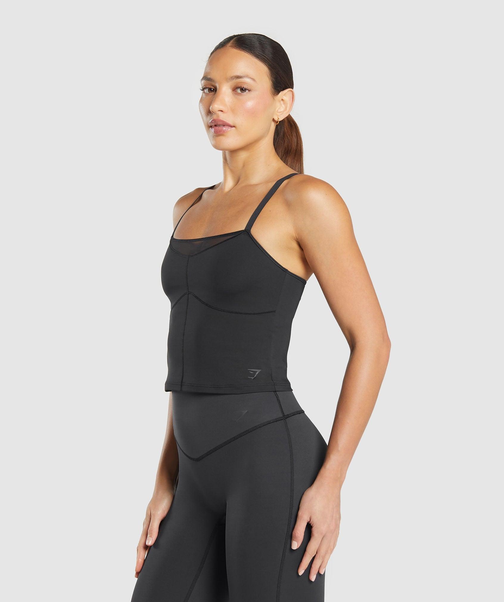 Gymshark Elevate Mesh Tank With Shelf - Black Female Product Image