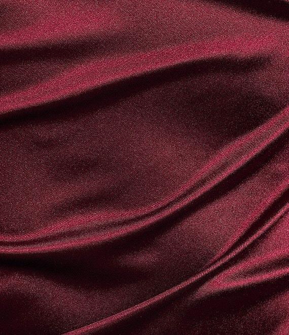 B. Darlin Satin Cowl Neck Drawstring Side Slit Midi Dress Product Image