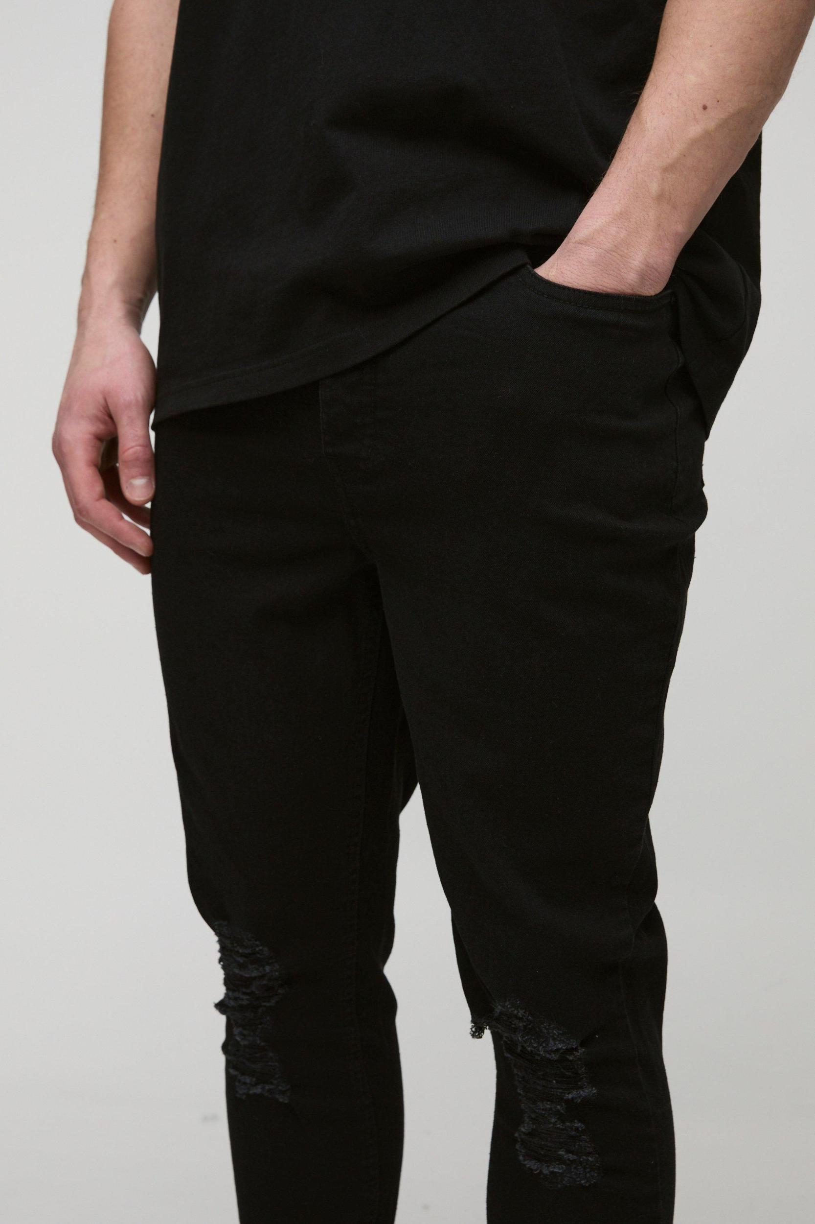 Tall Skinny Ripped Stretch Jeans | boohooMAN USA Product Image