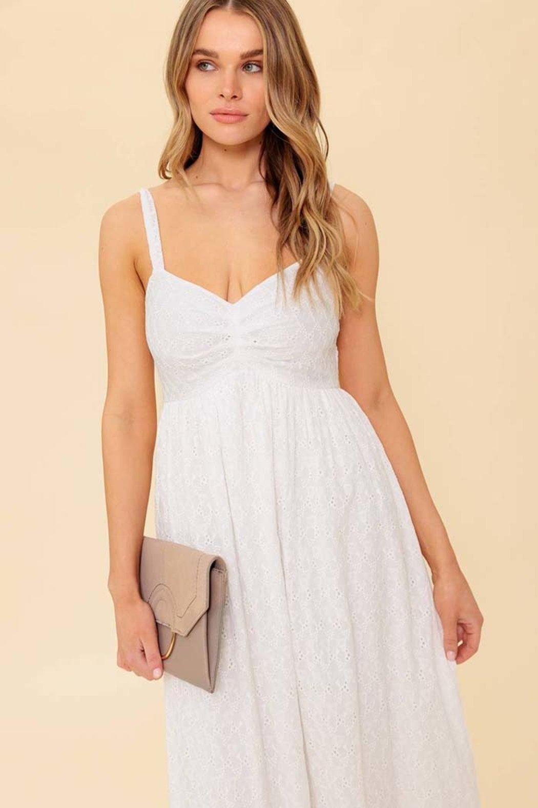 Solid Eyelet Midi Dress Product Image