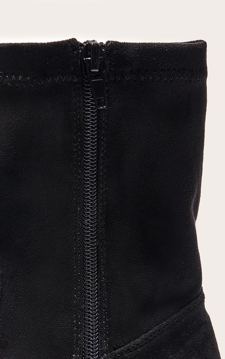 Black Wide Fit Faux Suede Extreme Cleated Sole Ankle Sock Boots Product Image