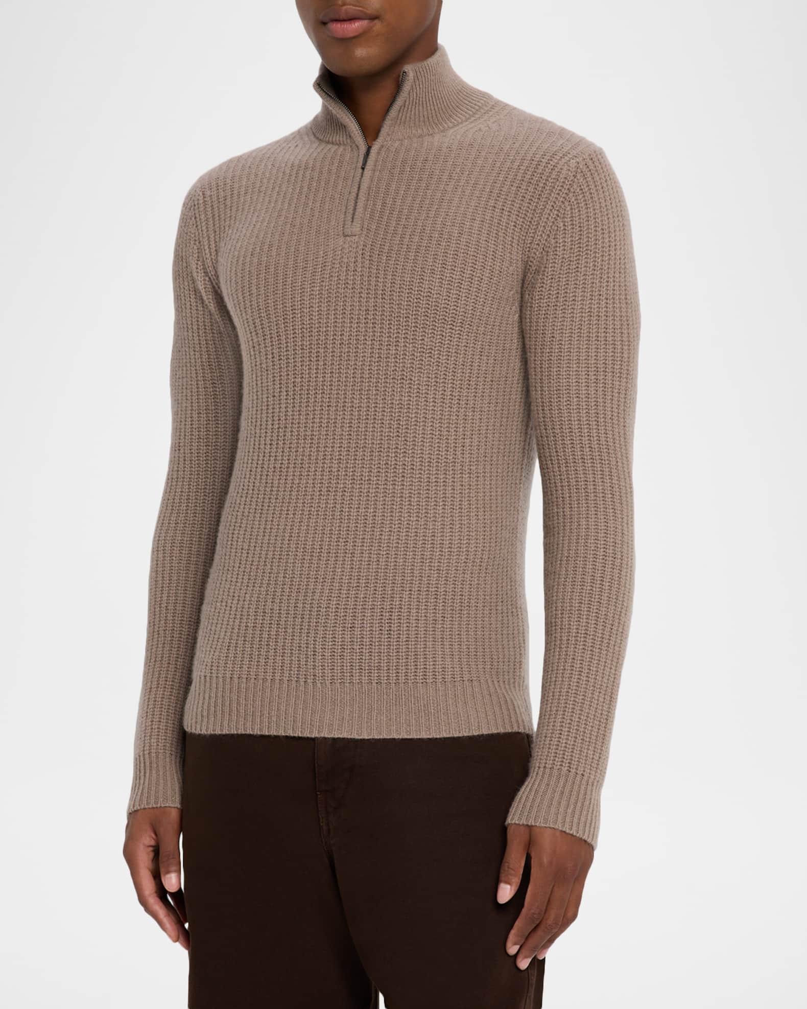 Men's Ribbed Cashmere Quarter-Zip Pullover Product Image