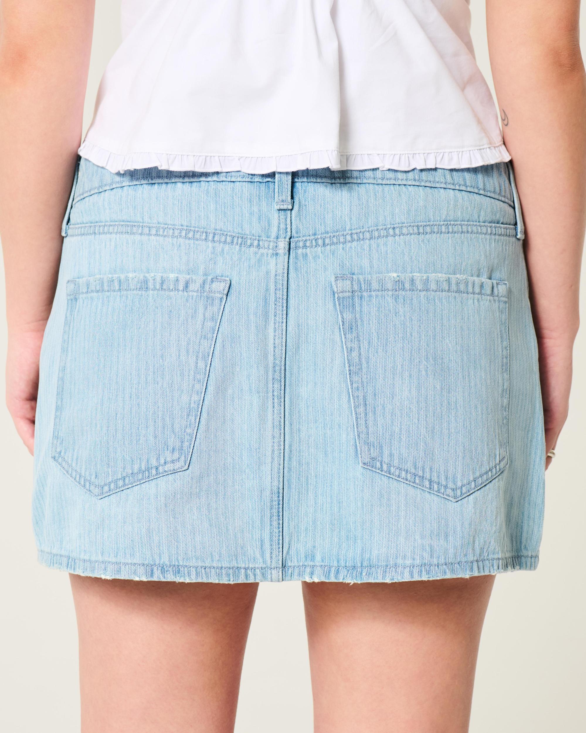 Low-Rise Pink Denim Mini Skort Product Image
