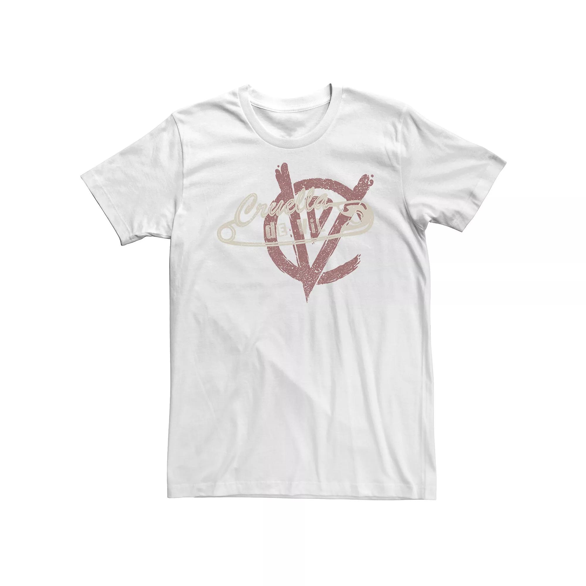 Big & Tall Disney Cruella De Vil Safety Pin Logo Emblem Tee, Men's,  Product Image