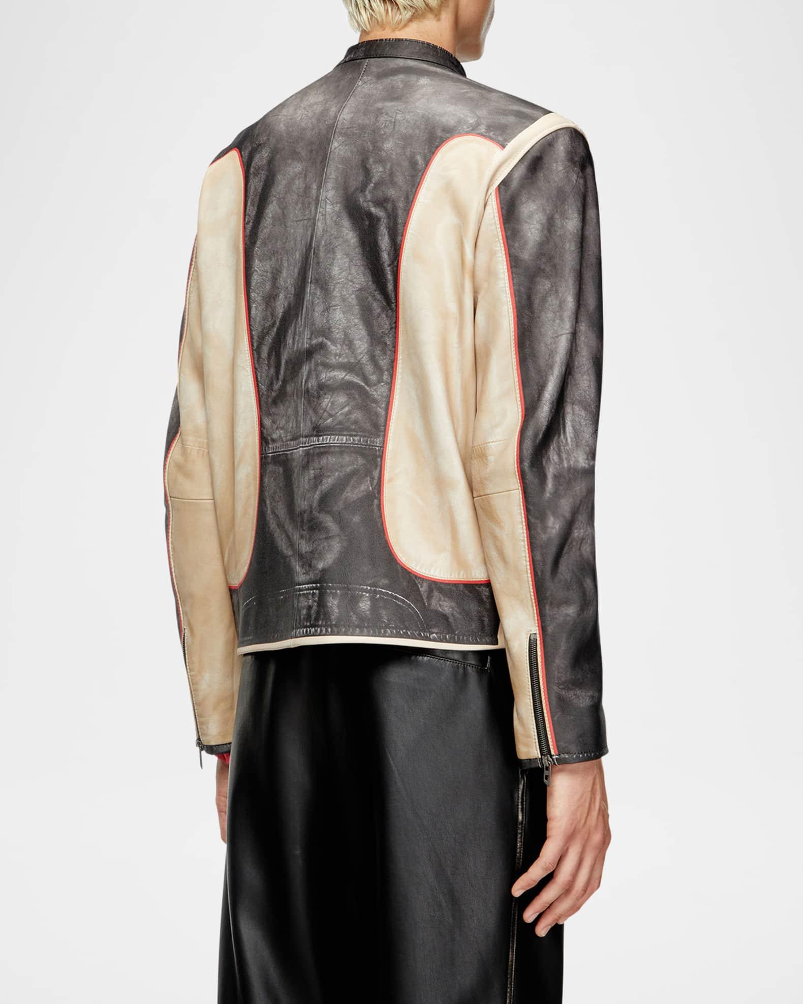 Men's L-Evert Leather Color Block Moto Jacket Product Image