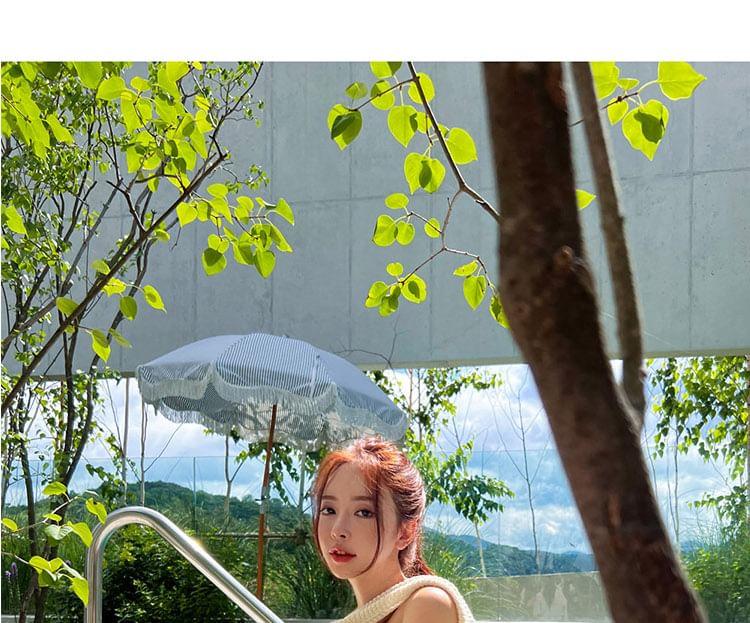 Set: Plain Bikini Top + High Waist Bottom Product Image