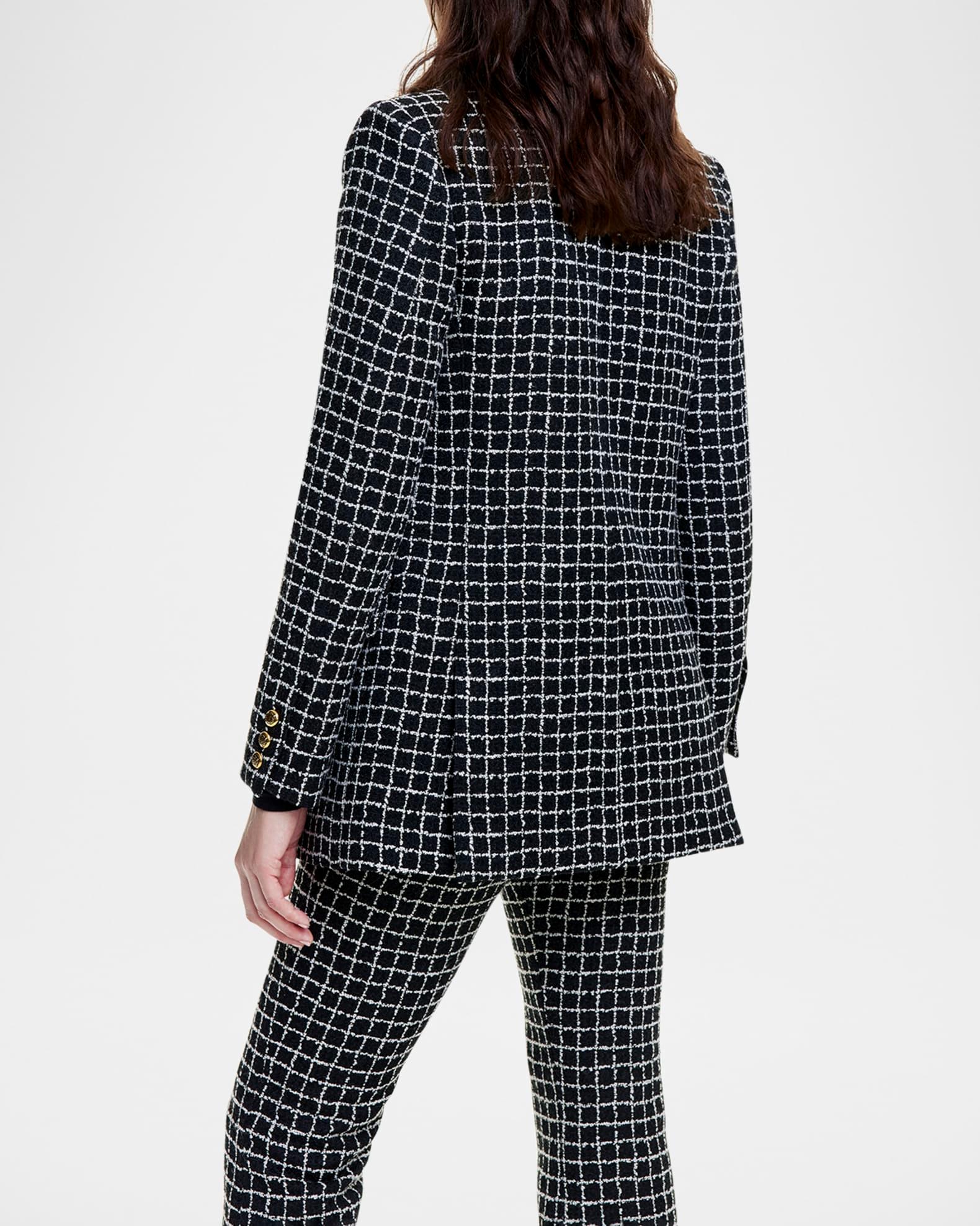Grid Tweed Oversized Double-Breasted Blazer Product Image