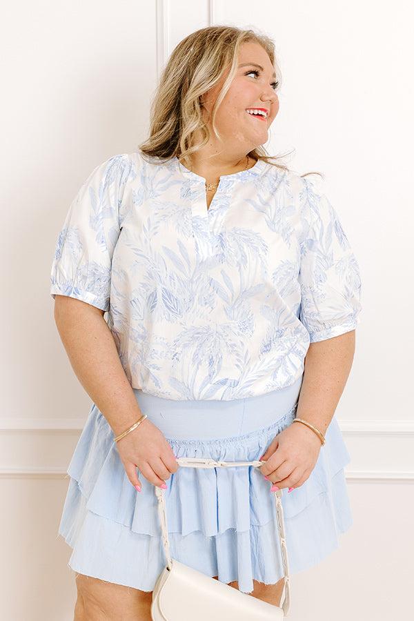 French Riviera Floral Shift Top in Sky Blue Curves Product Image