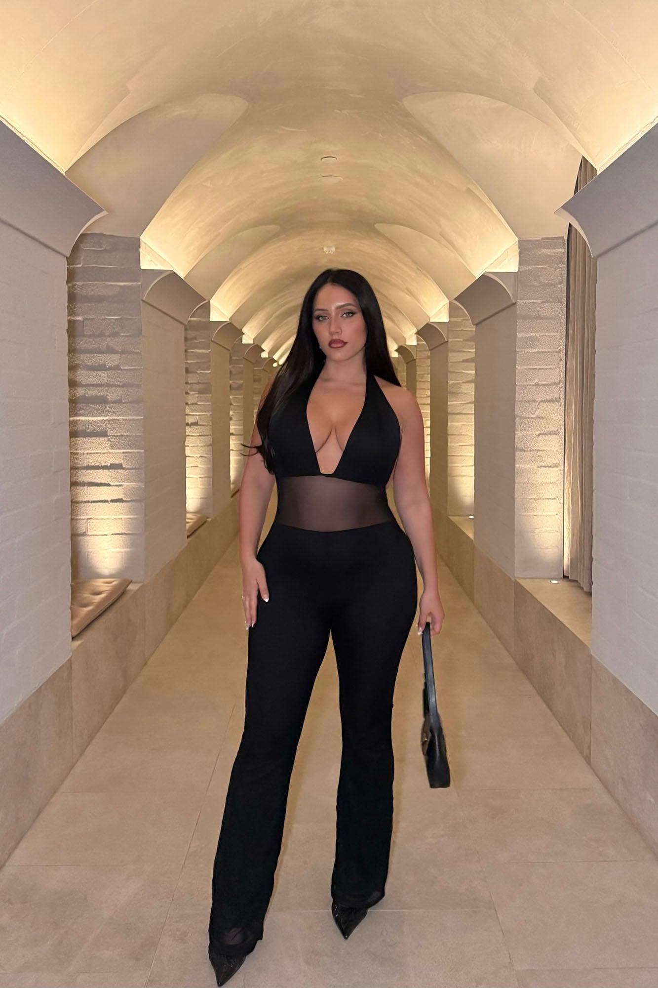 Valentina Mesh Cut Out Jumpsuit - Black Female Product Image