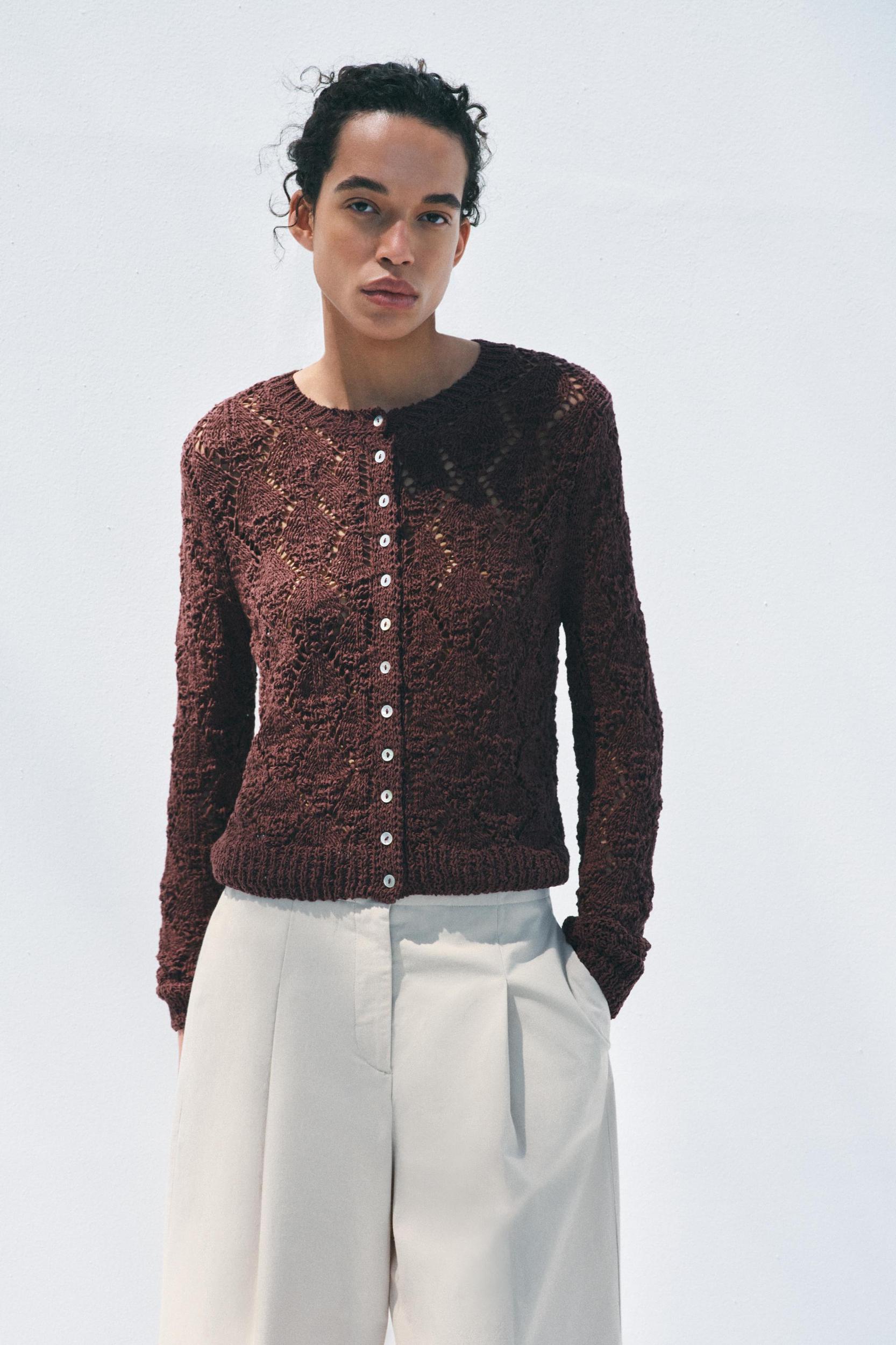 POINTELLE KNIT CARDIGAN Product Image